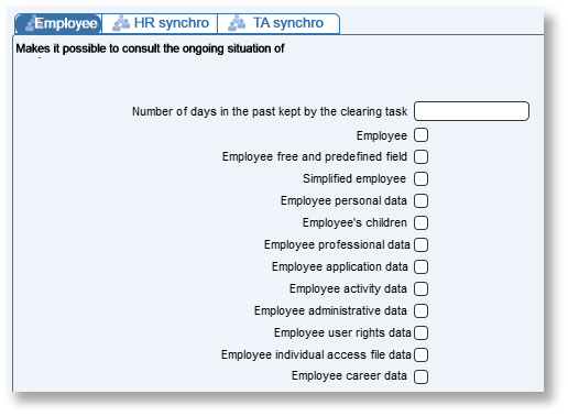 Tick a box to access the corresponding table