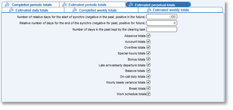Tick a box to access the corresponding table