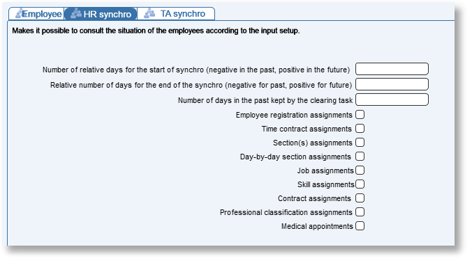 Tick a box to access the corresponding table