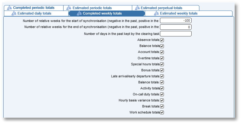 Tick a box to access the corresponding table