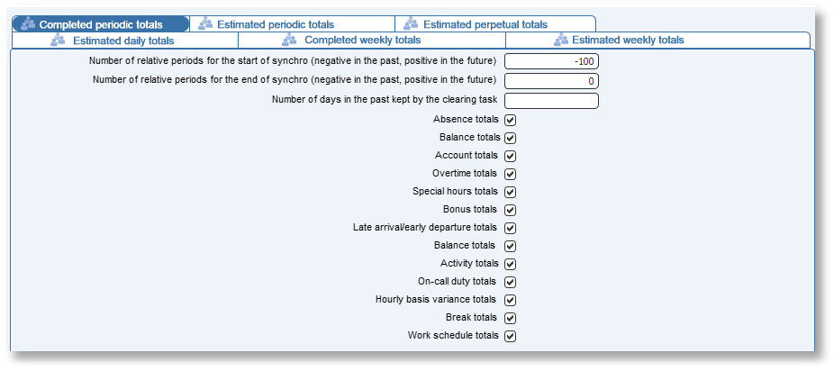 Tick a box to access the corresponding table
