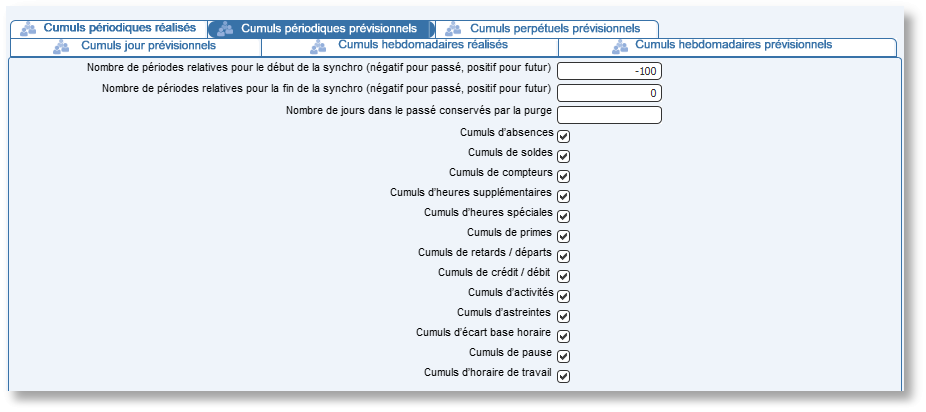Cochez une case pour accéder à la table correspondante