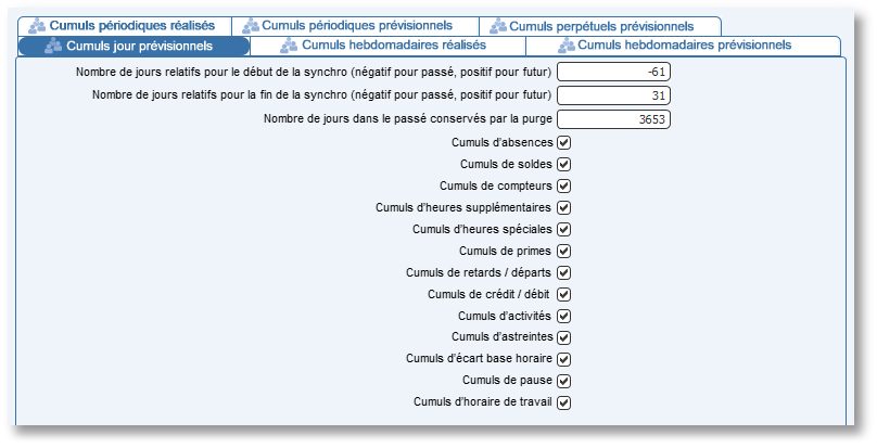 Cochez une case pour accéder à la table correspondante
