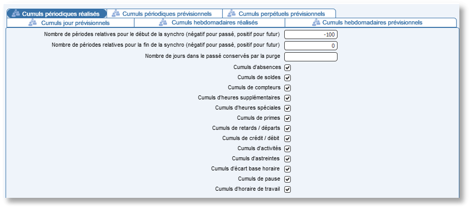 Cochez une case pour accéder à la table correspondante