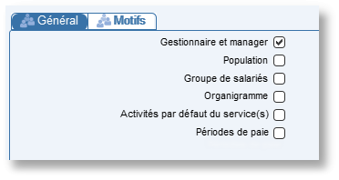 Cochez une case pour accéder à la table correspondante