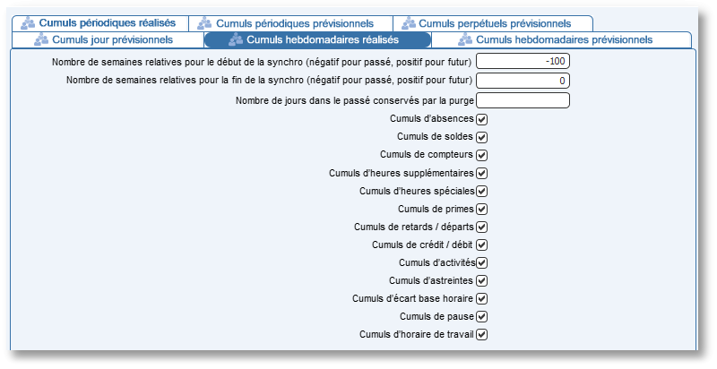 Cochez une case pour accéder à la table correspondante