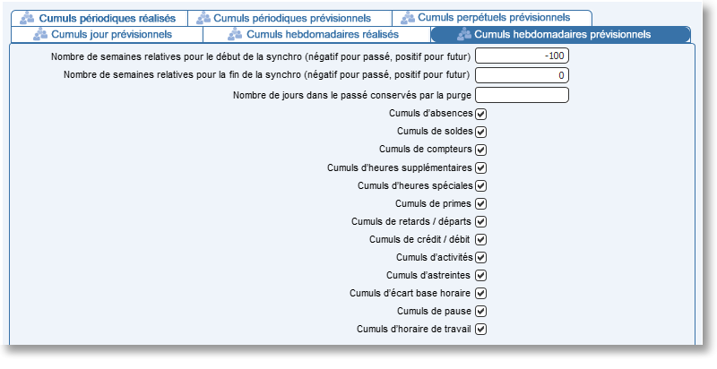 Cochez une case pour accéder à la table correspondante