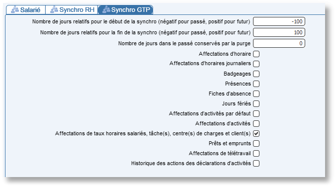 Cochez une case pour accéder à la table correspondante